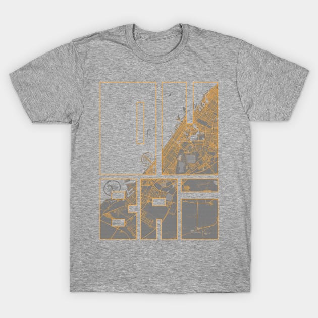 Dubai, United Arab Emirates City Map Typography - Bauhaus T-Shirt by deMAP Studio